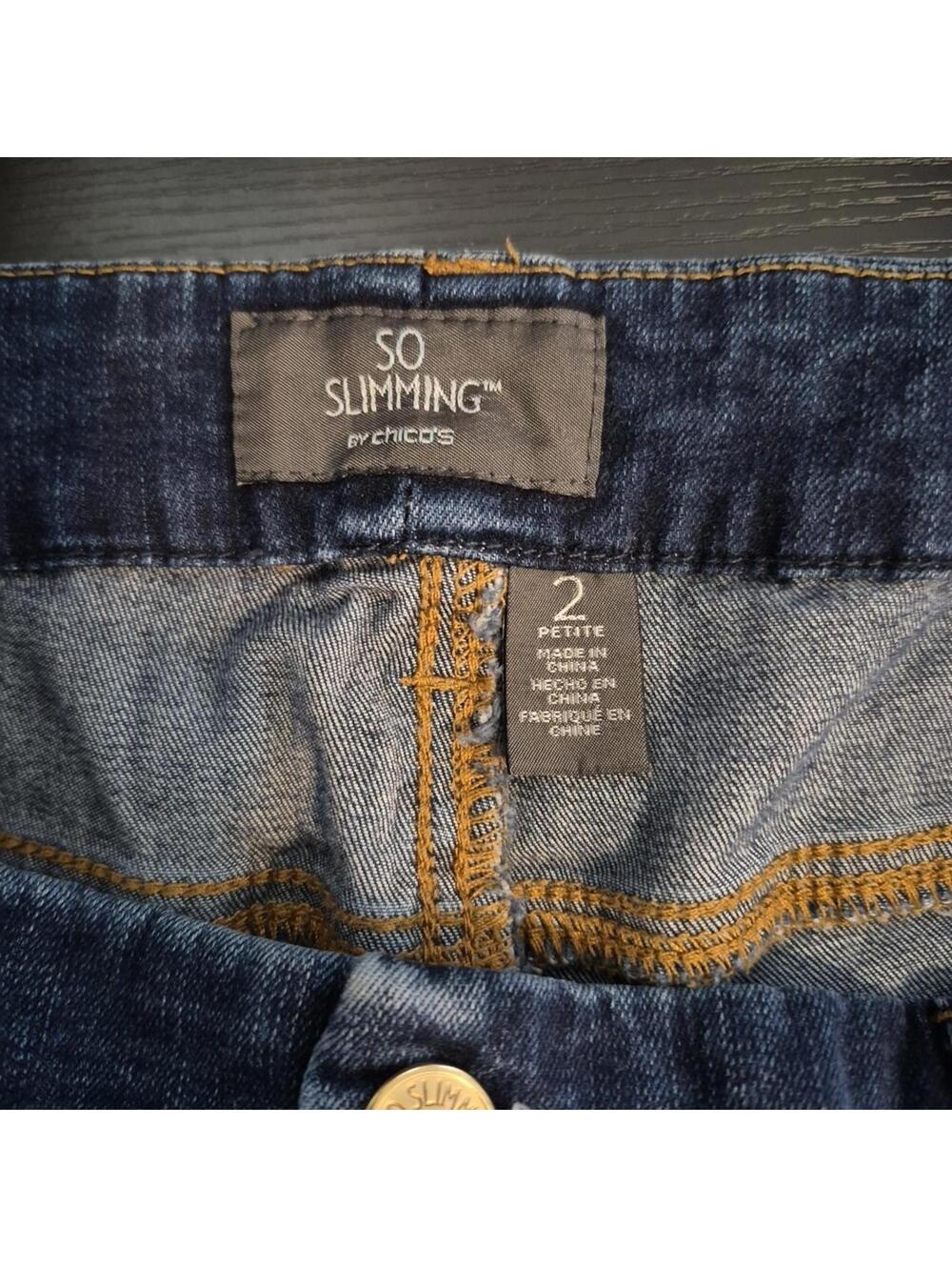 Chico's So Slimming Dark Wash Blue Denim Jeans Women's Size 2 ( 12 ) - Picture 10 of 16